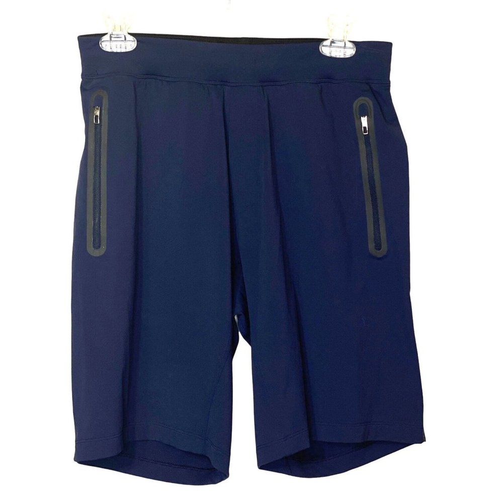Lululemon T.H.E. Linerless Short 9" Small Taped Zippered Front Pockets Blue HTF - Picture 1 of 10